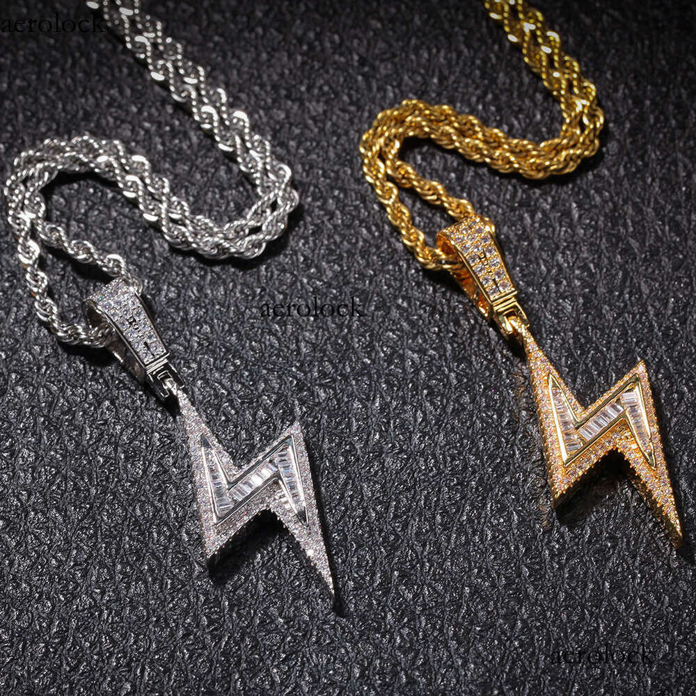Rap Cool Lighing Pendant Personality Niche Sterling Silver Inlaid Moissanite chain Hip Hop Trendy Men's Necklace Jewelry Trend