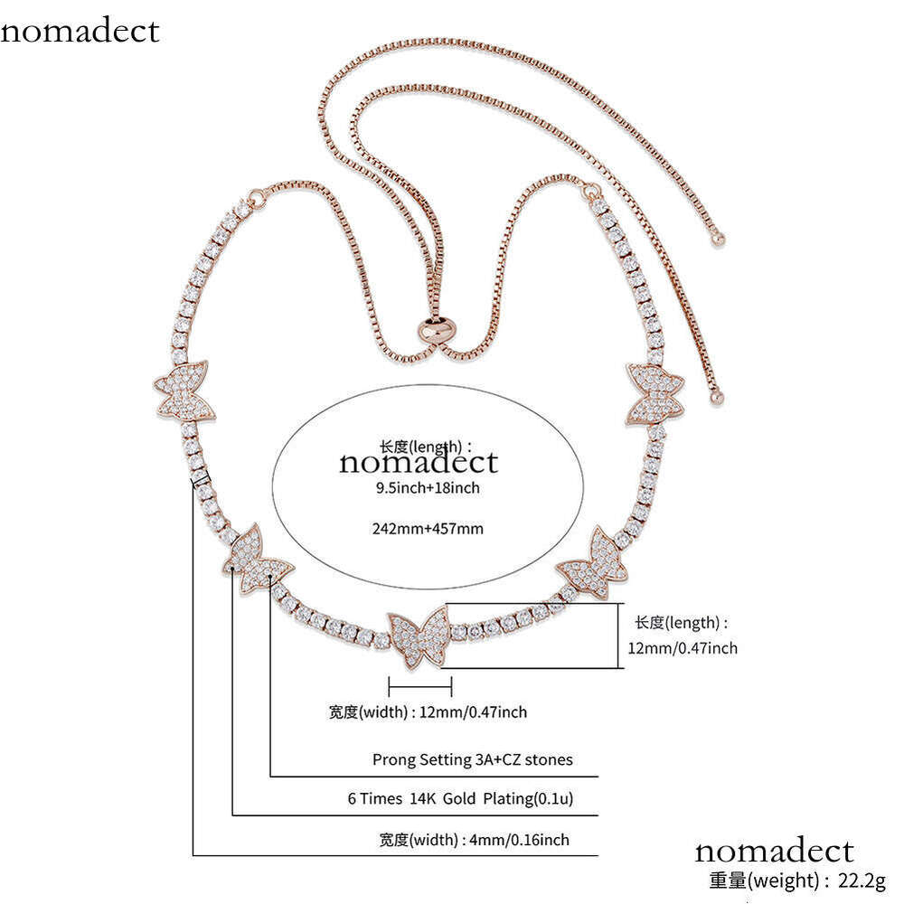 Butterfly Colorful Cuban Chain Full Moissanite chain Hip Hop Trendy Unisex Necklace