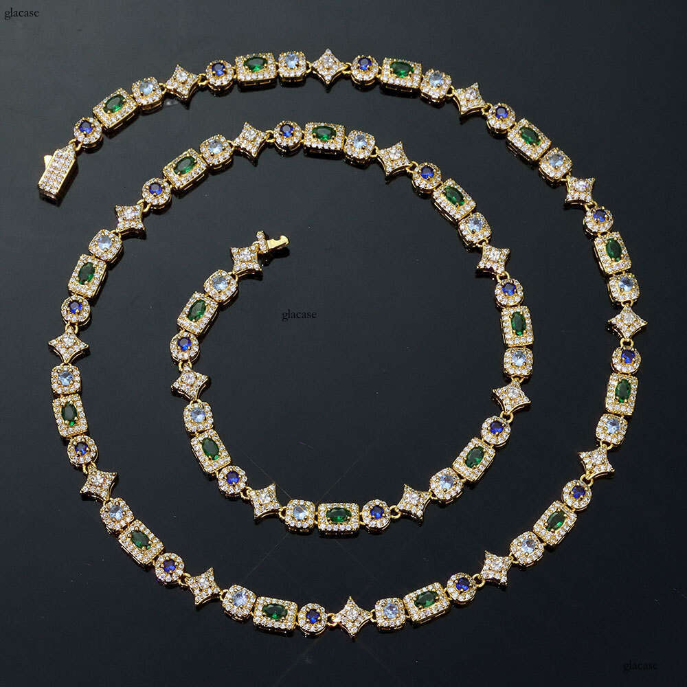 Hip Hop 6mm Geometric Colorful Jewelry Accessories Men's Moissanite chain Necklace