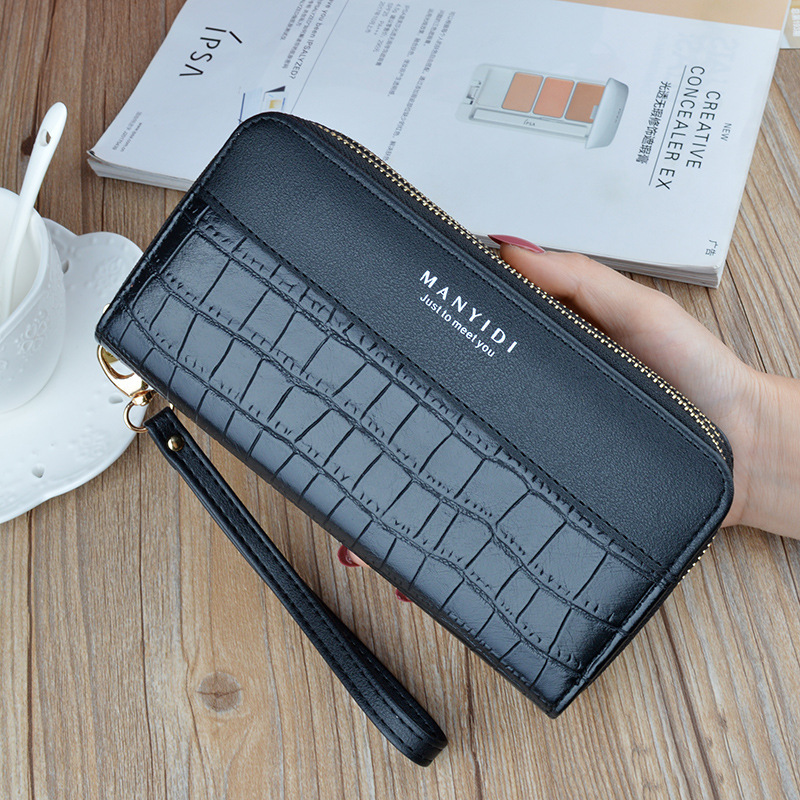 New Women's Wallet Long Double Zipper Phone Bag Luxury Bag Fashion Designer Bag Crocodile Pattern Large Capacity Mom Double Layer Clutch