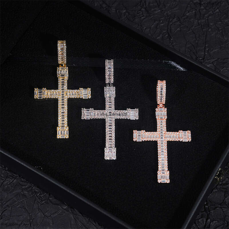 Personalized Micro Pave Moissanite chain Cross Hip Hop Jewelry Unisex Versatile Necklace Accessory
