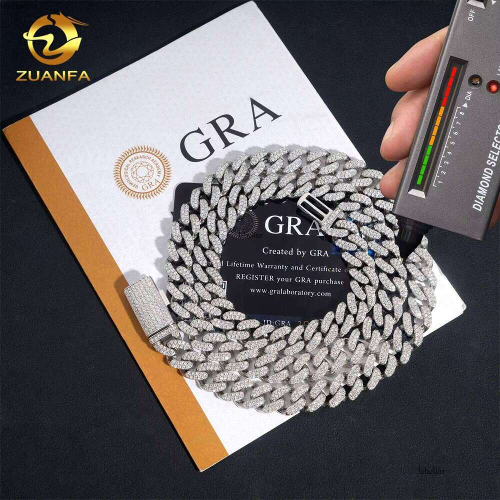 Hip Hop Style GRA Certificate High-Quality Pure Sier Chilled 10Mm Pyroxene Cuban Chain Necklace