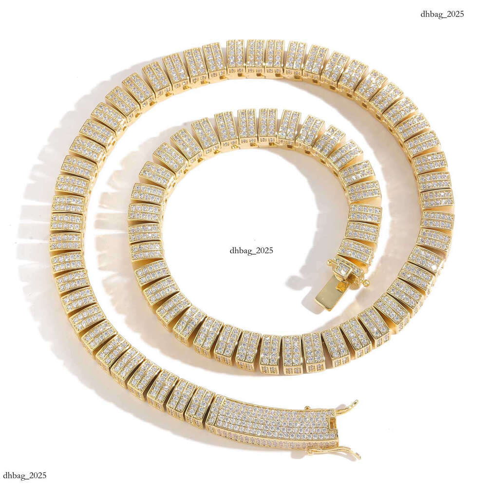 New 10mm Bamboo Hip Hop Necklace Micro Paved Moissanite chain Cuban Personality Trendy Brand Men's Clavicle Chain Accessory