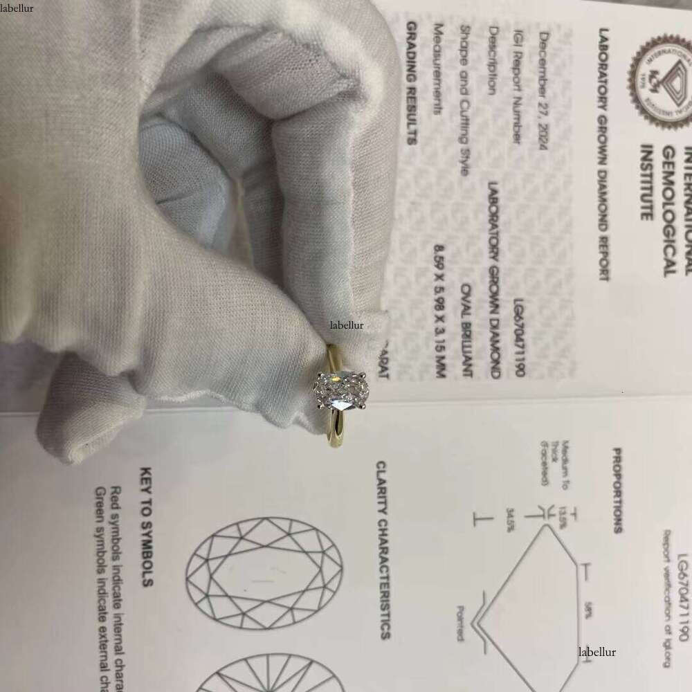 Customizable Solitaire Oval 1ct-4CT White Gold 14K IGI Certified CVD HPHT Lab Grown Dia Ring for Women Engagement Wedding