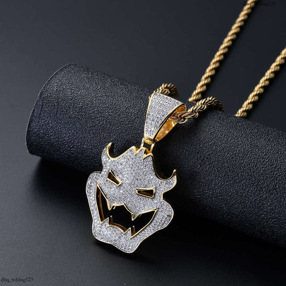 for Men Hip Hop Moissanite chain Halloween Costume Mask Vampire Monster Pendant Trendy Necklace