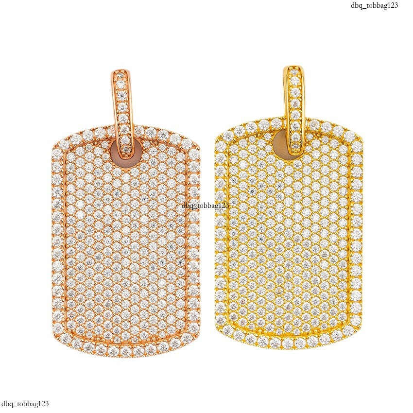 New Iced Out VVS Inlaid Moissanite Rectangular Necklace Trendy Cool Hip-Hop Pendant Versatile