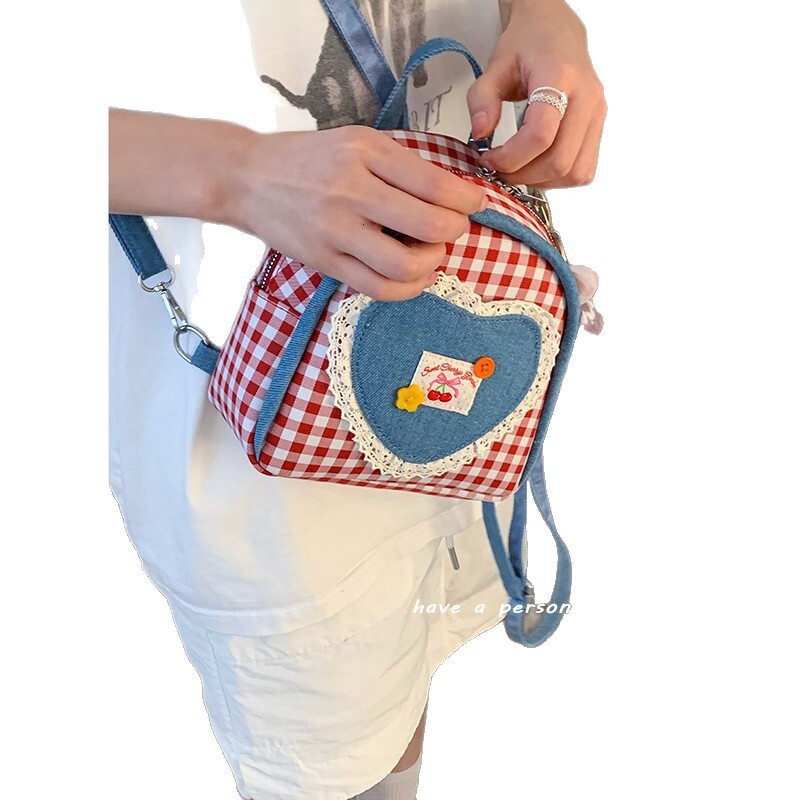2025 New College Cute Fashion Versatile Ins Plaid Lightweight Girls Large Capacity Backpack for Women ddmymoon