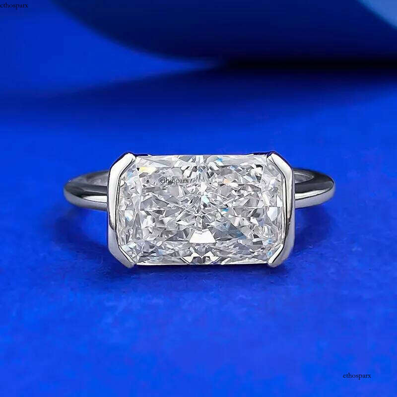 2025 Sparkling Rulalei Brand Wedding Rings Handmade Jewelry Pure 100% Sterling Sier Ice Cut White Moissanite Dia Party Elegant Women Bride Ring Gift