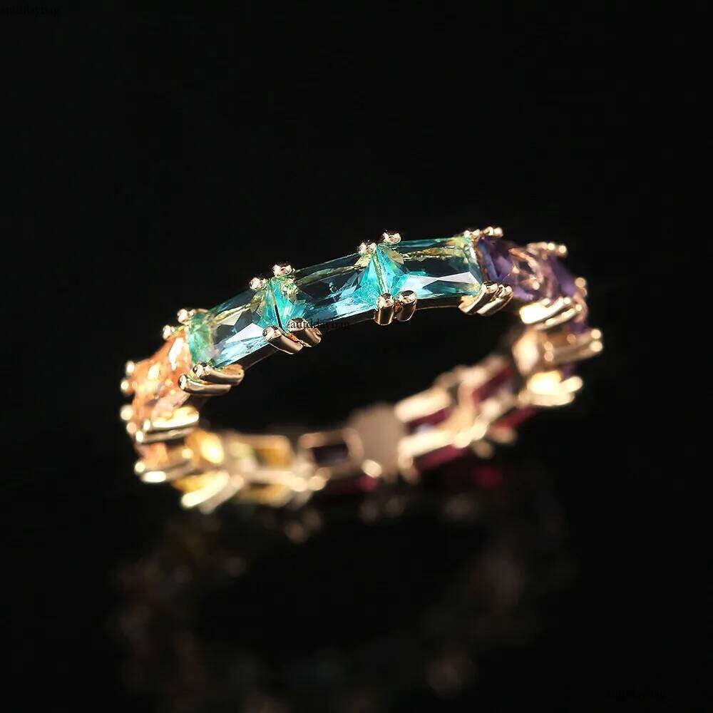 2025 Choucong Top Sell Wedding Rings Jewelry Gold Fill Princess Cut Colorful 5A Cubic Zircon CZ Dia Gemstones Party Women Engagement Band Ring Gift