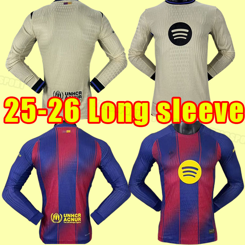 Long sleeve Lamine Yamal 25 26 LEWANDOWSKI soccer jerseys AUBA PEDRI ANSU FATI COUTINHO F.DE JONG DEST GAVI ADAMA football shirts fans player version home away third