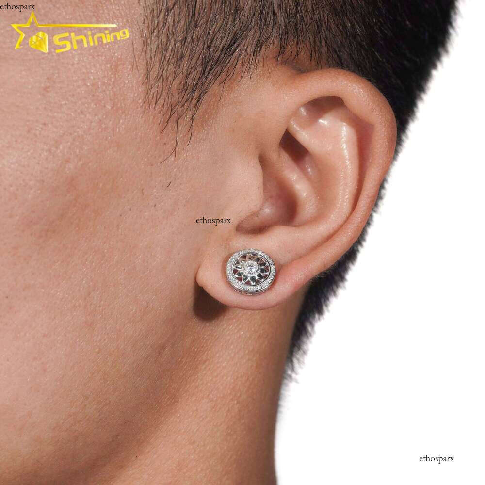 Promotion Price Pass Tester GRA Certified VVS Dia Fully Iced Out Hip Hop Sier Jewelry Moissanite Stud Earrings