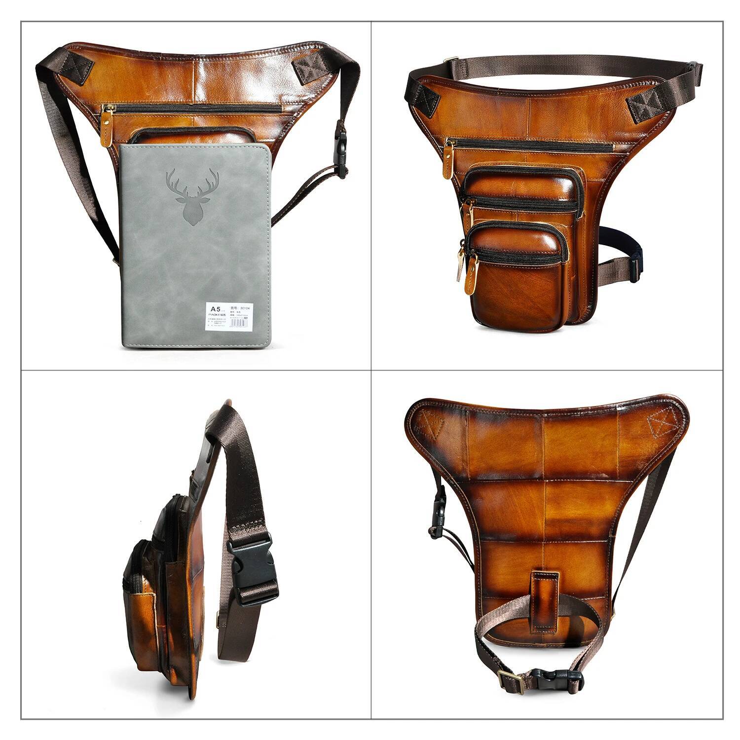 Top Quality Leather Men Design Casual Tablet Satchel Sling Multi-function Fashion Travel Waist Belt Pack Leg Bag Male 3111lb