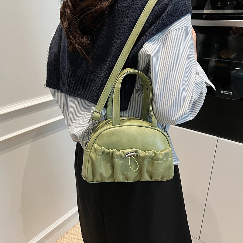 New Women's Pleated Solid Color Large Capacity Handbag Simple Designer Bag Shoulder Bag Cross-border Wholesale Dropshipping Luxury Bag Vintage Cr