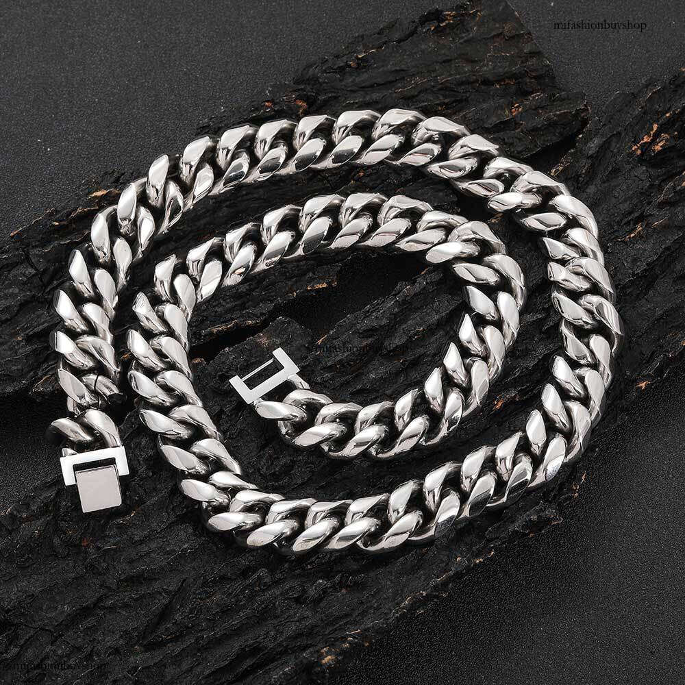 Hip Hop Jewelry Clasp Stainless Round Polished Encrypted Cuban Chain Titanium Steel Men's Necklace Accessories