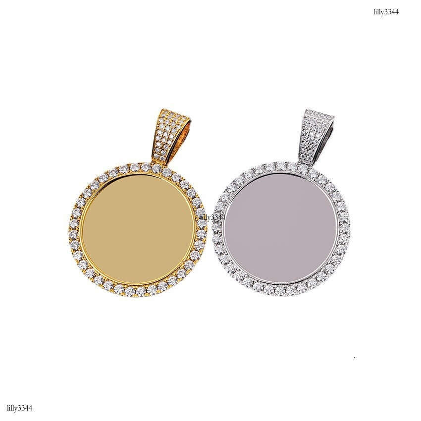 Hip-Hop Personality Sier Moissanite Frame Pendant Necklace for Men and Women Accessories