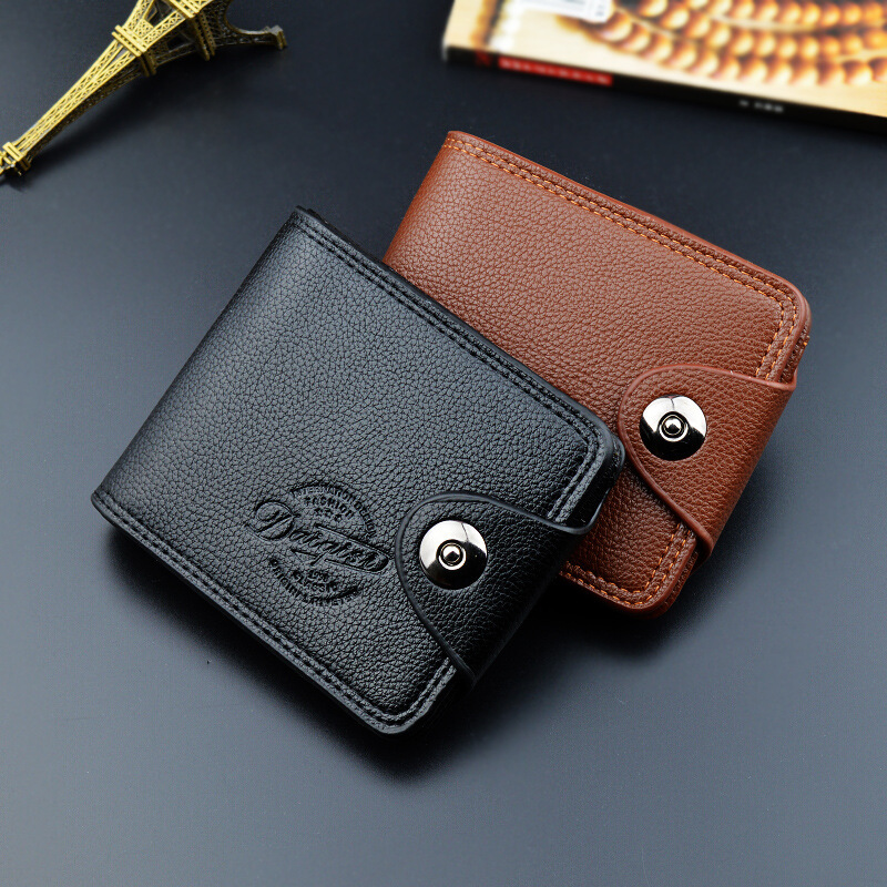 Designer Bag New Men's Wallet Short Fashion Magnetic Buckle Multi-card Slot Large Capacity Lychee Pattern Luxury Bag Leather Wallet