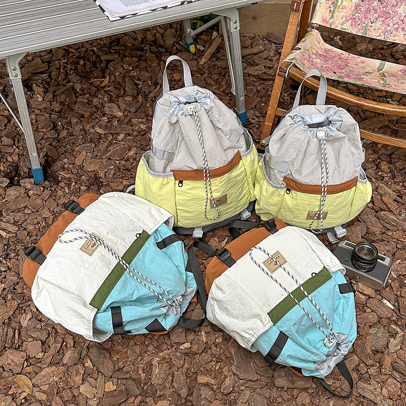 Mountain Style INS New High-Value Fresh Color-Block Backpack Couple Lightweight Hiking Large Capacity Double Shoulder Bag ddmymoon