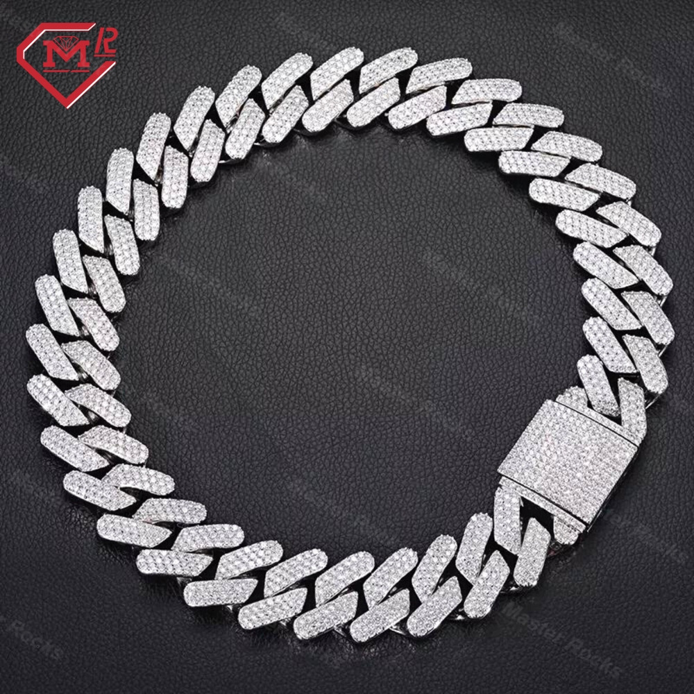 Luxury 14mm Cuban Chain Heavy Hiphop Iced Out 925 Sterling Silver Miami Moissanite Cuban Link Chain