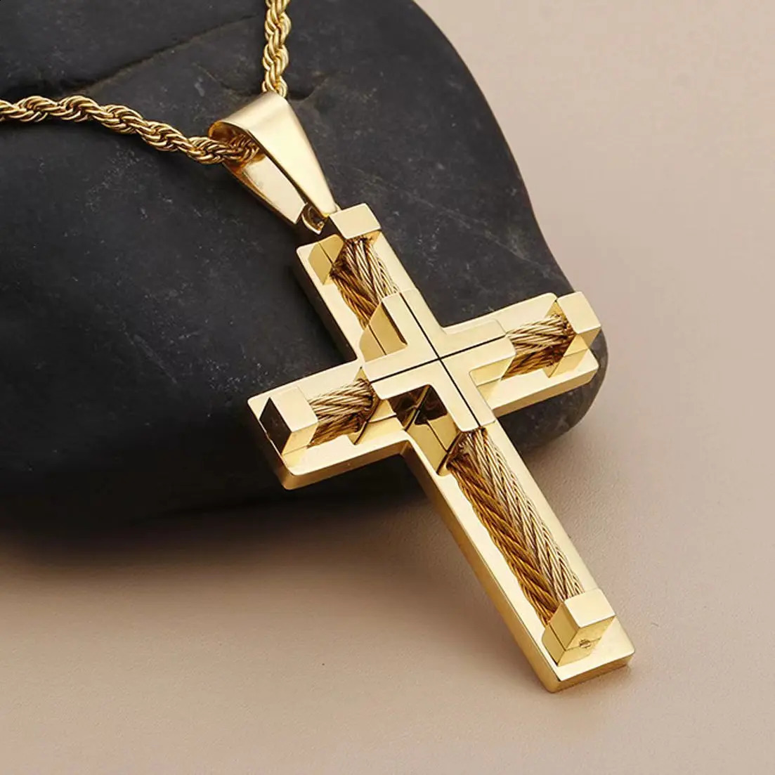 Arrival Stainless Steel Necklace For Men Vintage Cross Pendant Hip Hop Cool Pendant Necklace Chain Fashion Jewelry 250805