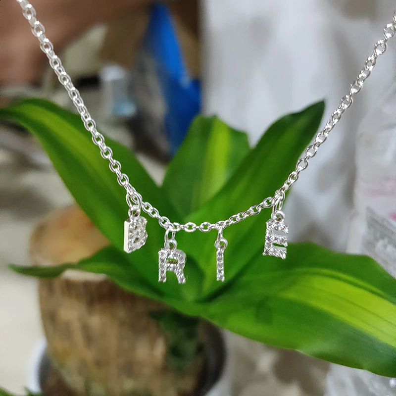 Crystal Custom Name Spaced Letter Anklet Handmade CZ Diamond Gold Silver Initial Hanging Charm Personalized Phrase Unique Gift 250807