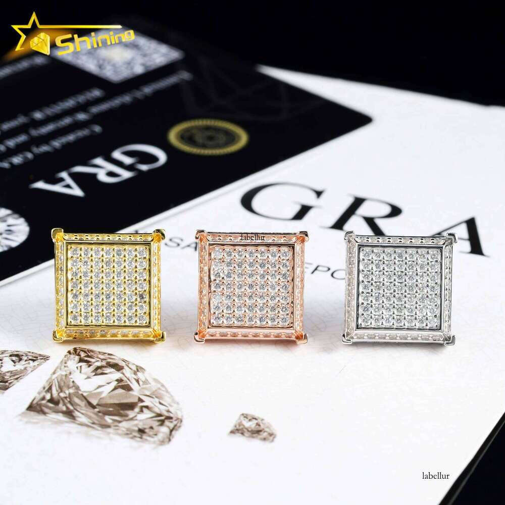 Ready to Ship Pass Dia Tester GRA Certified Sterling Sier Hip Hop Jewelry VVS D Color Moissanite Stud Earrings Mens