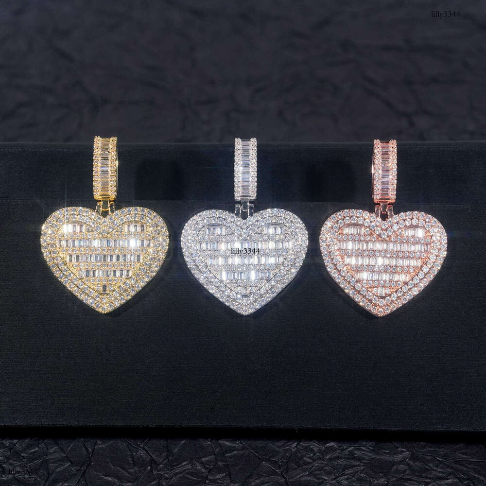 Trade Exclusive Heart-Shaped Sterling Silver Inlaid 5A Moissanite chain Pendant Jewelry Compatible with 6.5mm Necklace
