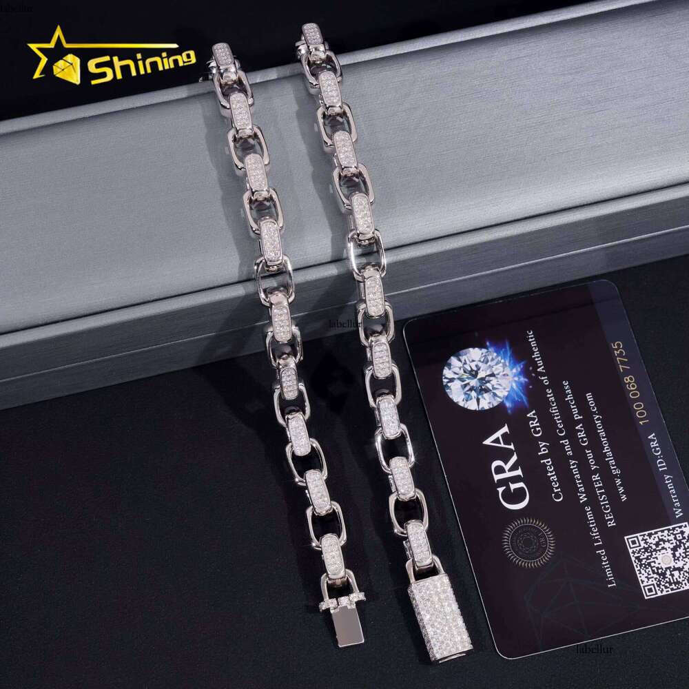 Shining Wholesale Price Sier Hip Hop Jewelry Iced Out Moissanite Cuban Bracelet Pass Tester