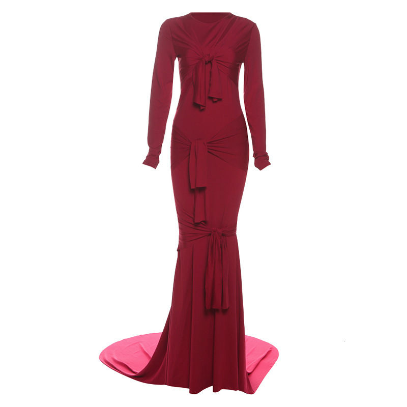 2025 Summer New Sexy Slim Hollow Long Sleeve Solid Color Elegant Dress Long Dress