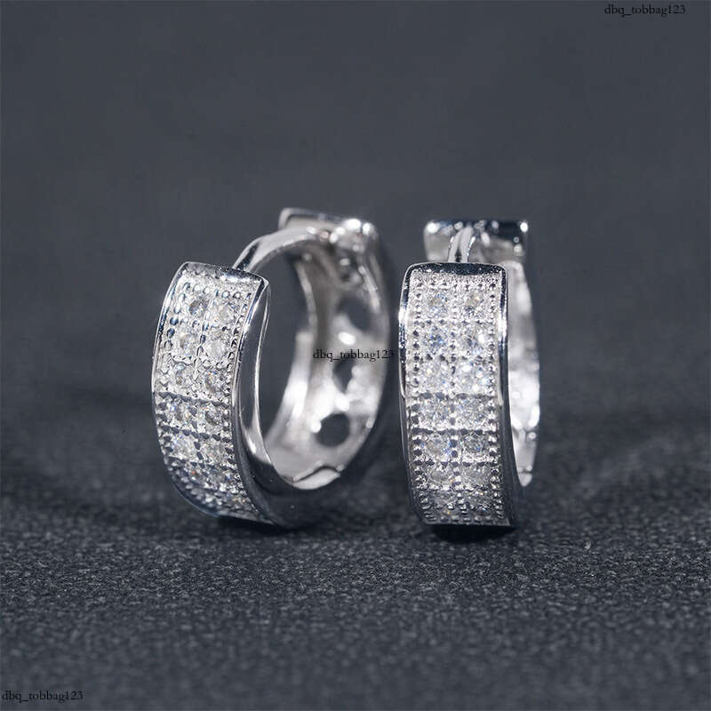 Hip Hop Sier Moissanite Hiphop Trendy Full Dia Electroplated Earrings New Ear Jewelry