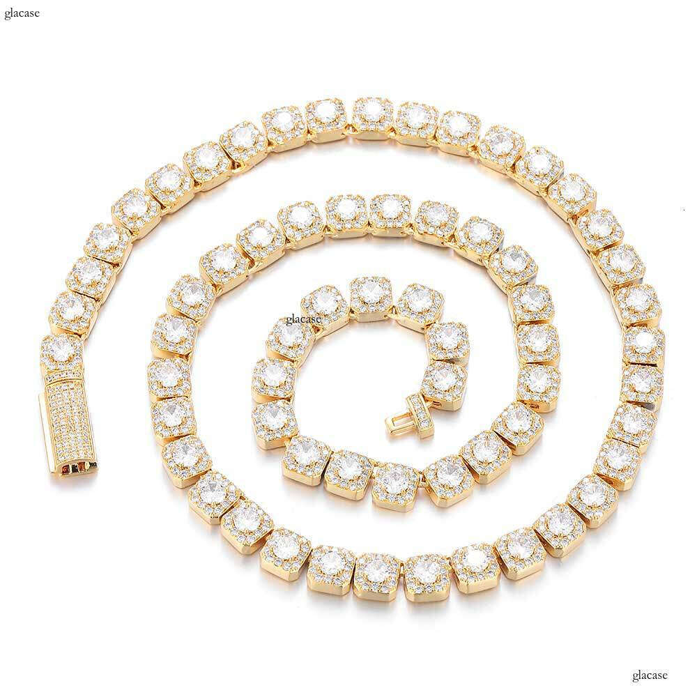 Hip Hop 7mm Flip Clasp Moissanite chain Rock Candy Chain Men's Necklace Jewelry High-end Niche