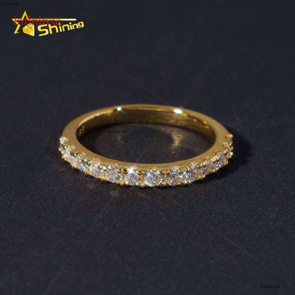Pass Tester Gold Plated Semi-Eternity 2.2mm Wedding Silver Engagement Gold-Containing Stone Ring