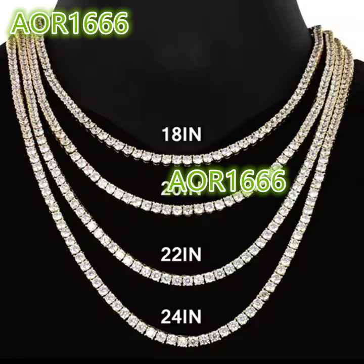 Hot Selling S925 Silver 2mm 3mm 4mm 5mm 6mm D VVS Round Moissanite Diamond Tennis Chain Wedding Necklace for Men Women