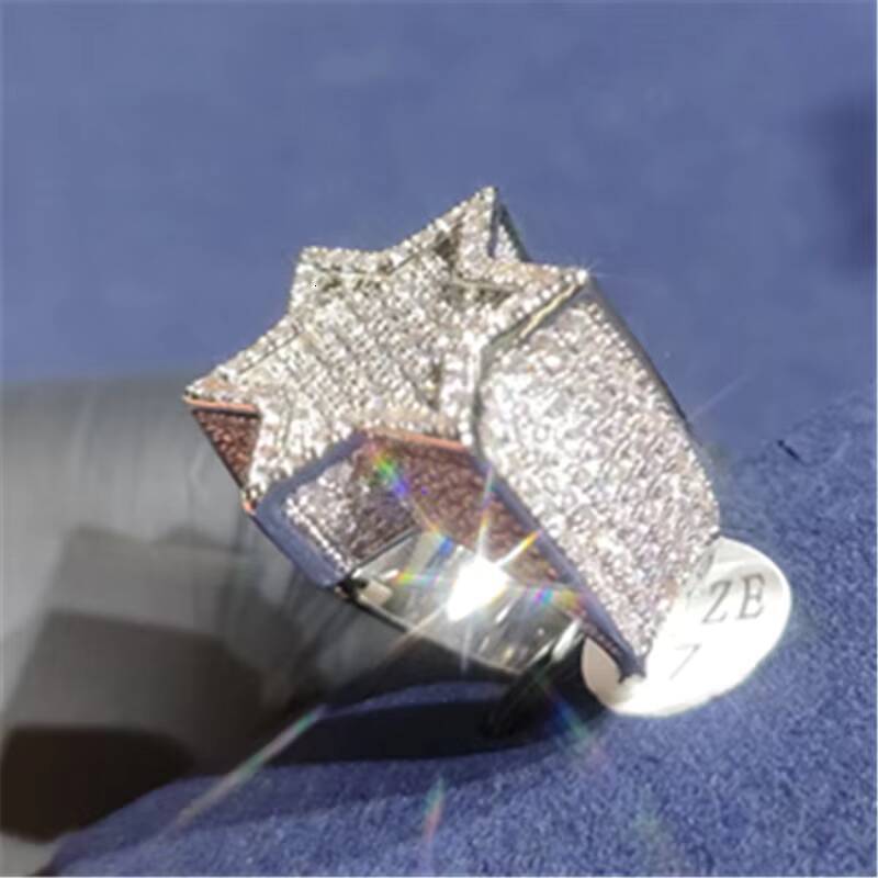 VVS Moissanite Diamond Rings Jewelry 925 Sterling Silver 18k Gold Plated Factory Jewelry Iced Out Man Rings