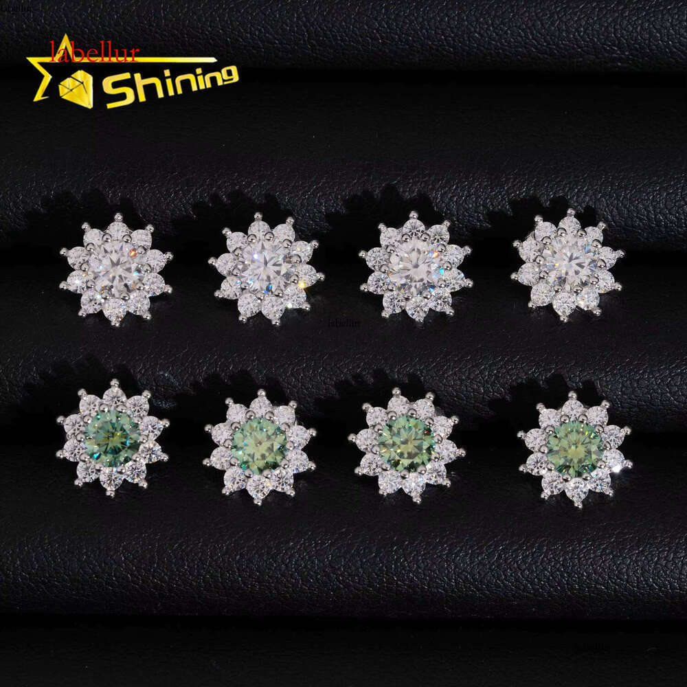 Hot Sale Popular Low Price High Quality Sier Hip Hop Green VVS Moissanite Stud Earrings