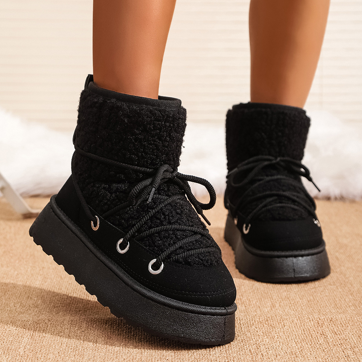 new Free delivery designer woman boots Cotton boots with plush insulation loose and comfortable cotton shoes