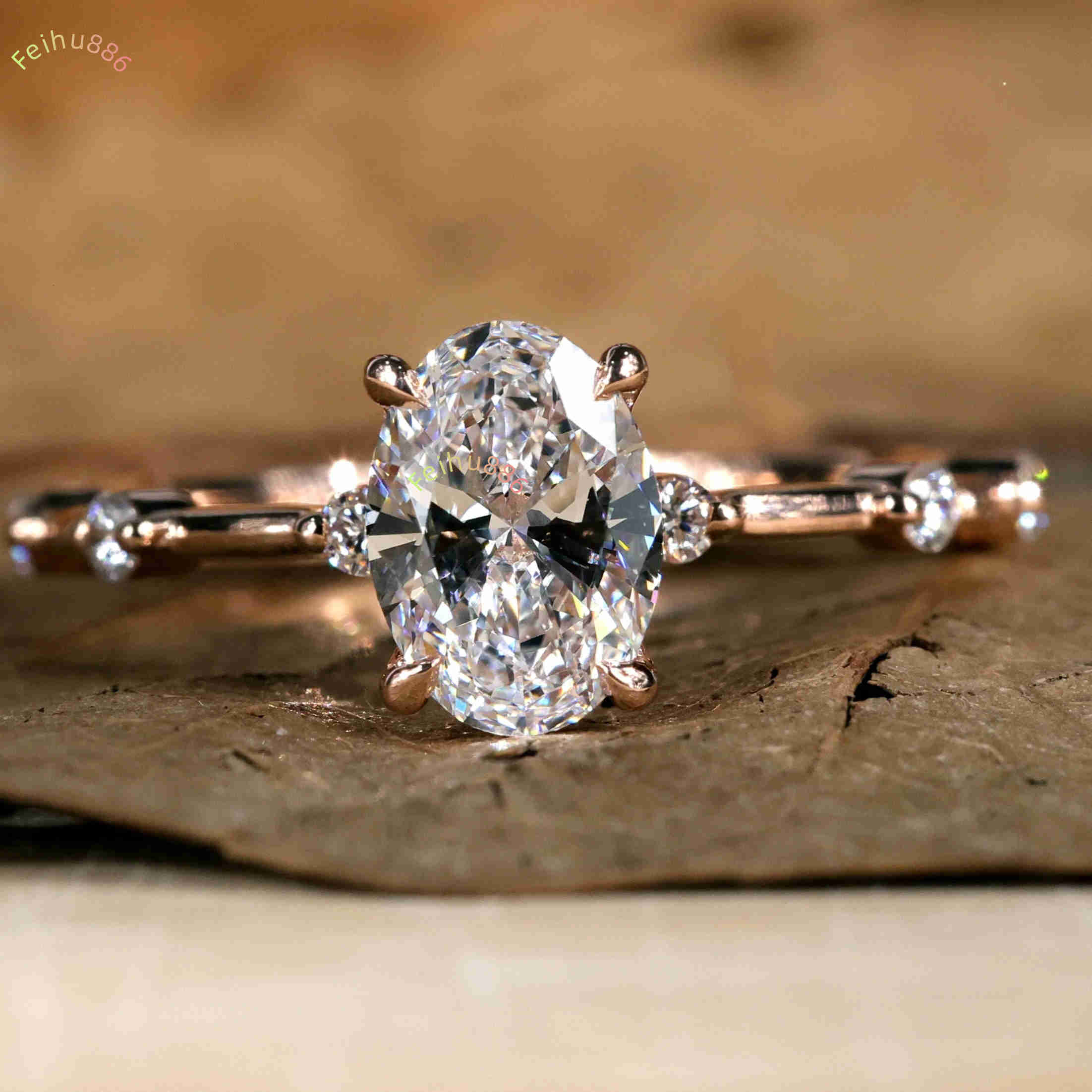 2025 new Authentic Womens Solid Gold Engagement Rings Wholesale18K With VVS Moissanite Radiant Oval Cut