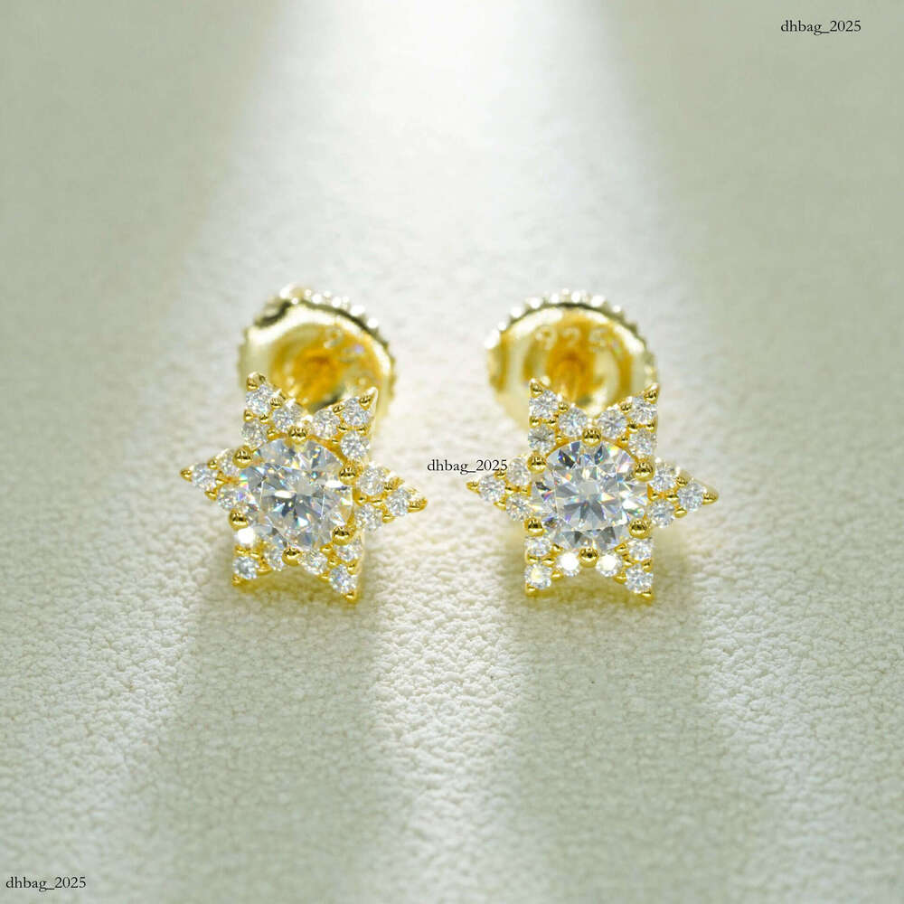 ICED OUT New Creative Star-Shaped Sier Moissanite Trendy Must-Have Earrings