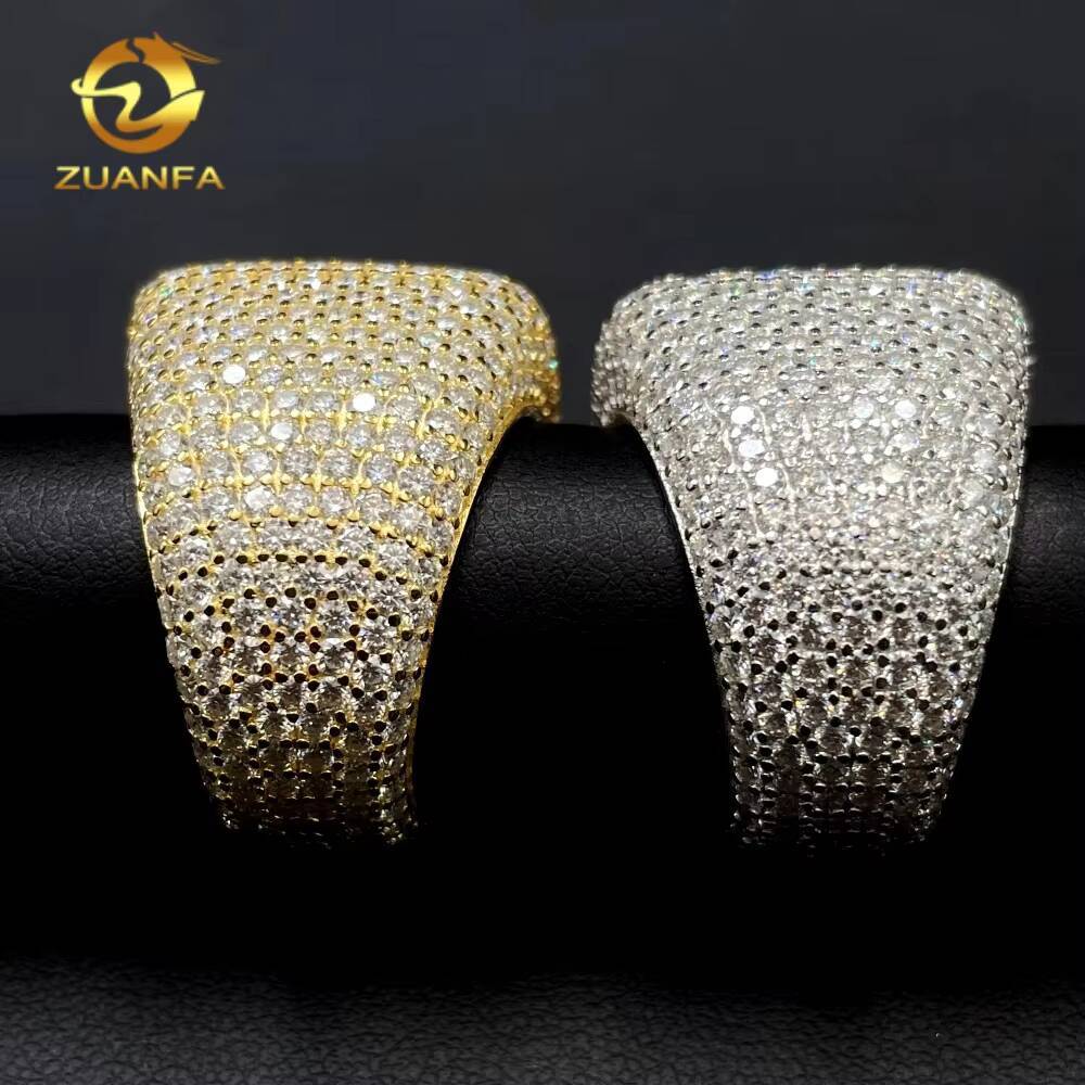 Pass Diamond Tester Fine Jewelry Iced Out Real 925 Sterling Silver 14K Gold Plated Hip Hop Men Wedding Square Moissanite Ring