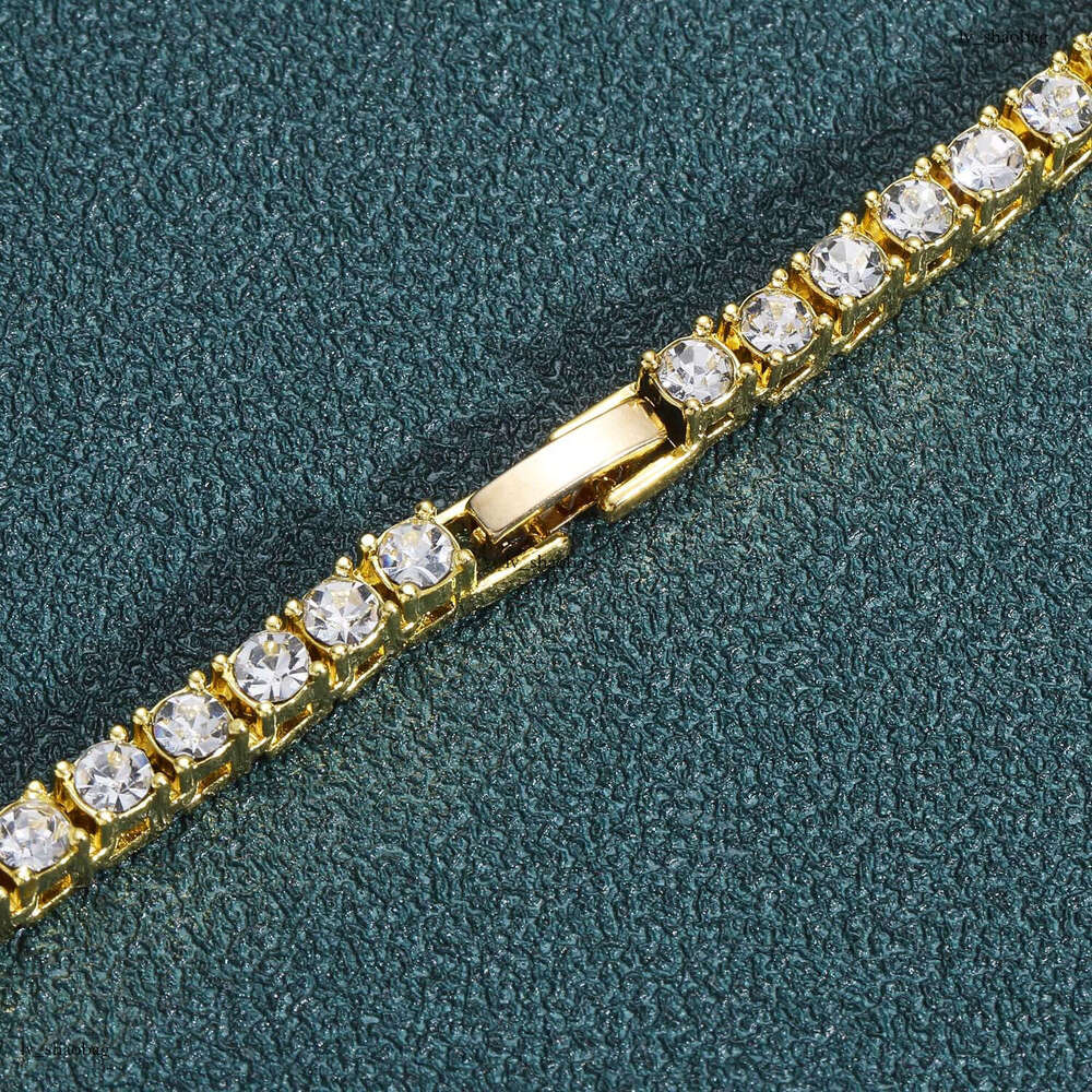 3mm 4mm 5mm 6mm Alloy Rhinestone Row Tennis Chain Personality Hip-Hop Bracelet