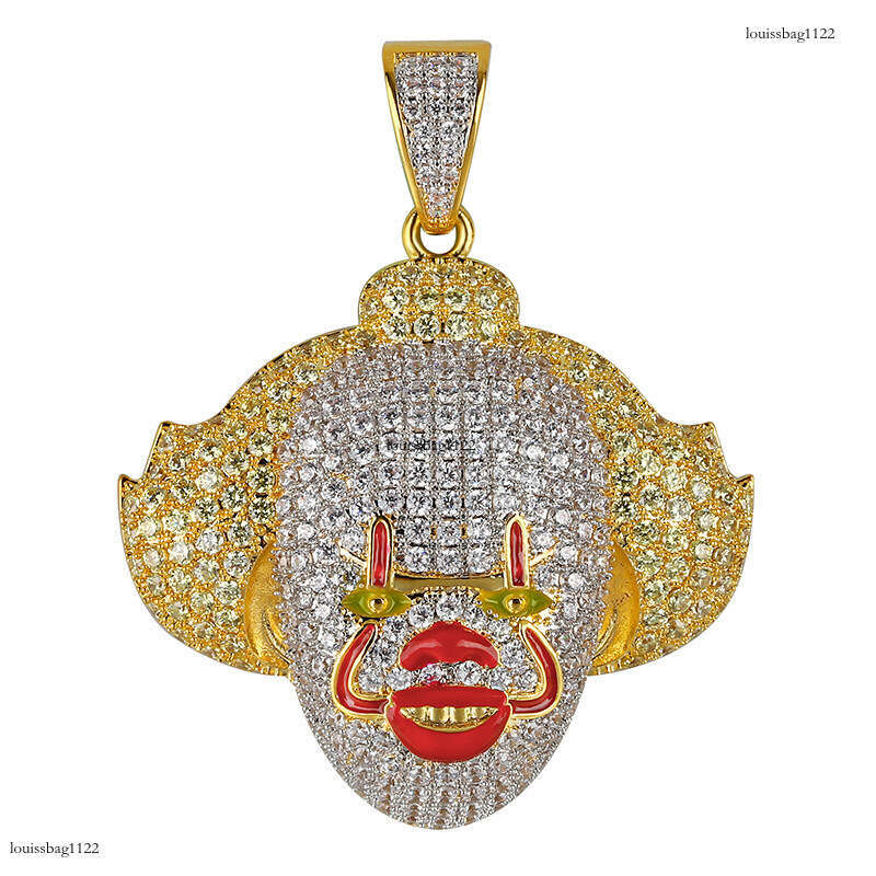 Hip Hop COS Classic Clown Fun Pendant Full Moissanite chain Inlay Unisex Trendy Accessories