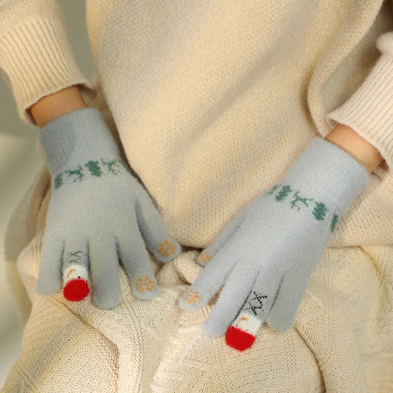Thermal Gloves for Women Christmas Snowman Knit Gloves Cycling Winter Gloves Waterproof Cold Resistance Windproof For 250807