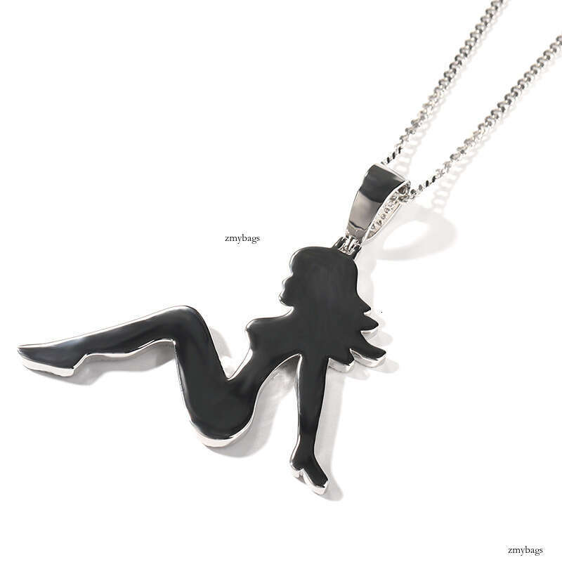 Boy New Sexy Silhouette Inlaid Dia Hip-Hop Trend Personality Long Hair Girl Necklace Pendant