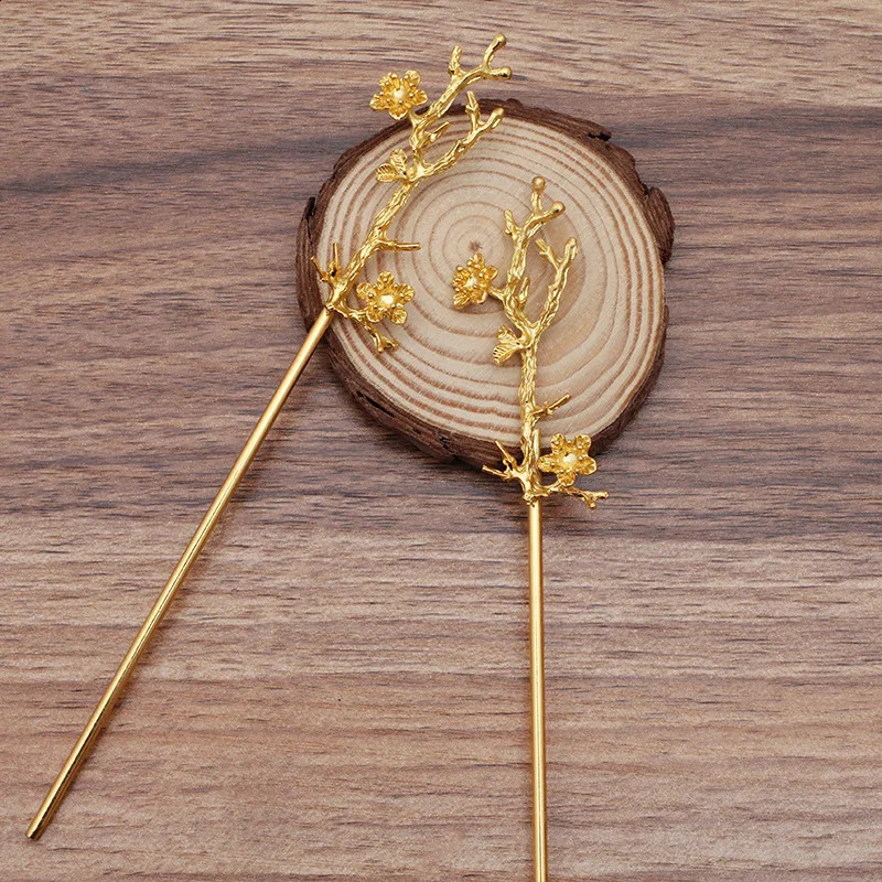 10 PCS 120mm Metal Alloy KC Gold/Silver Plated Branch Flowers Hair Sticks For Women Hairwear Decoration 250807
