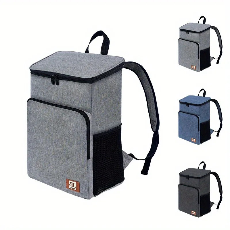 1pc Large Insulated Lunch Backpack Cooler Bag - Waterproof Oxford Fabric Rectangular Travel Beer Cooler With PEVA Lining 250804
