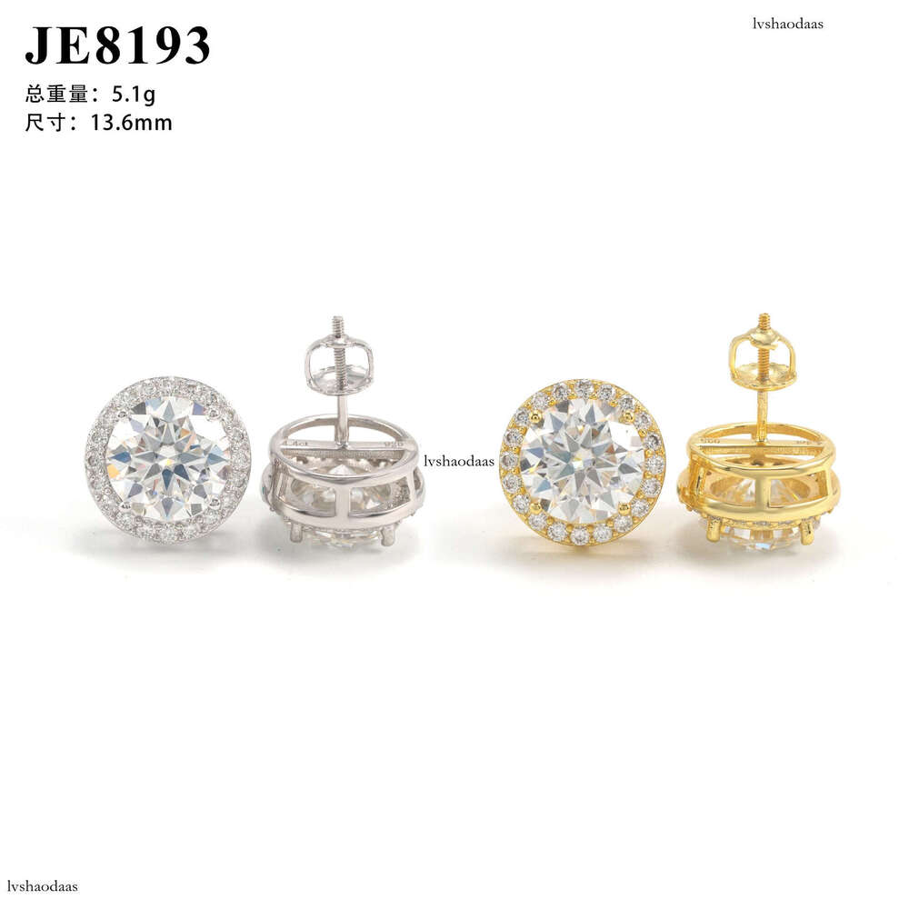 New Round High-Grade Sier Main Stone 10.0 Moissanite Elegant Earrings Various Styles Suitable for Men and Women