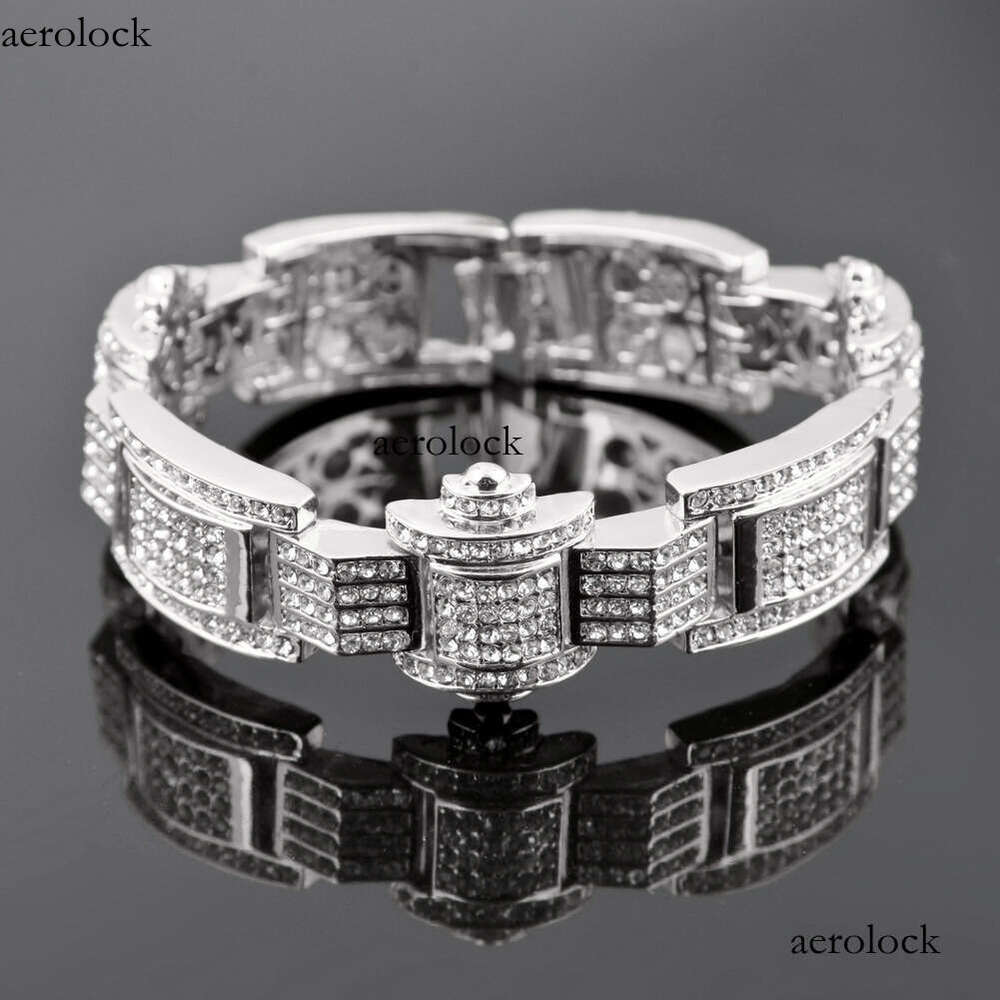 Hip-Hop Cool Dia-Studded Bracelet Personality Trendy Men's Exaggerated Dominant Alloy Full Dia Hand Jewelry