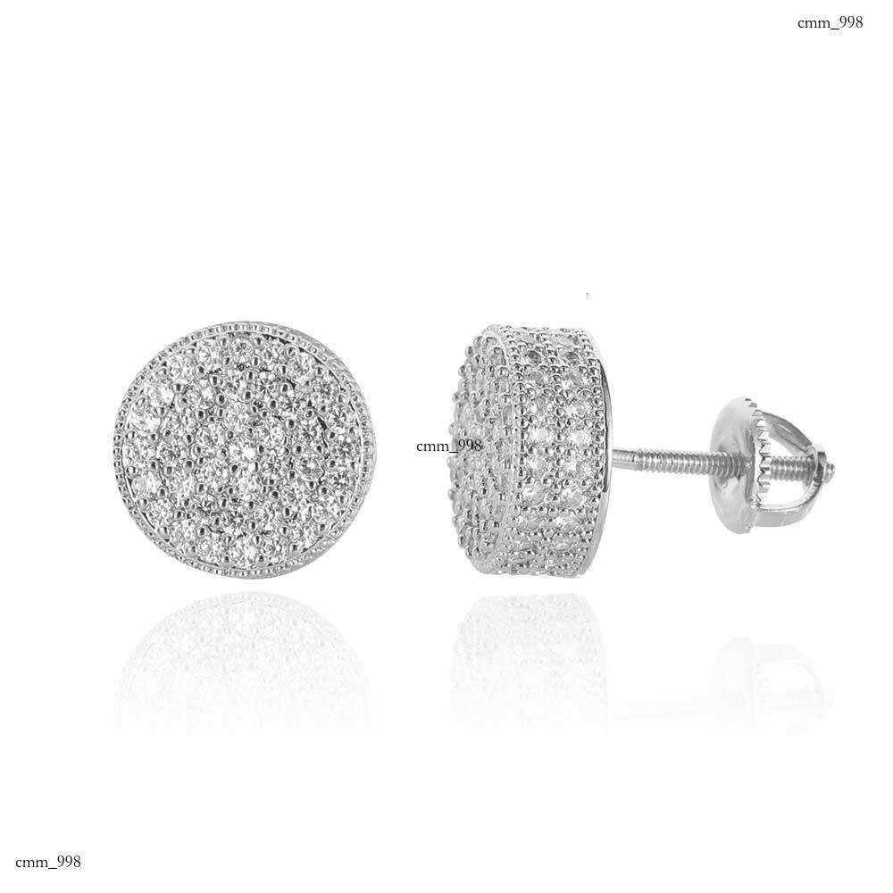 New Double-Layer Round Micro-Inlaid Zircon Trendy Personality Hip-Hop Earrings