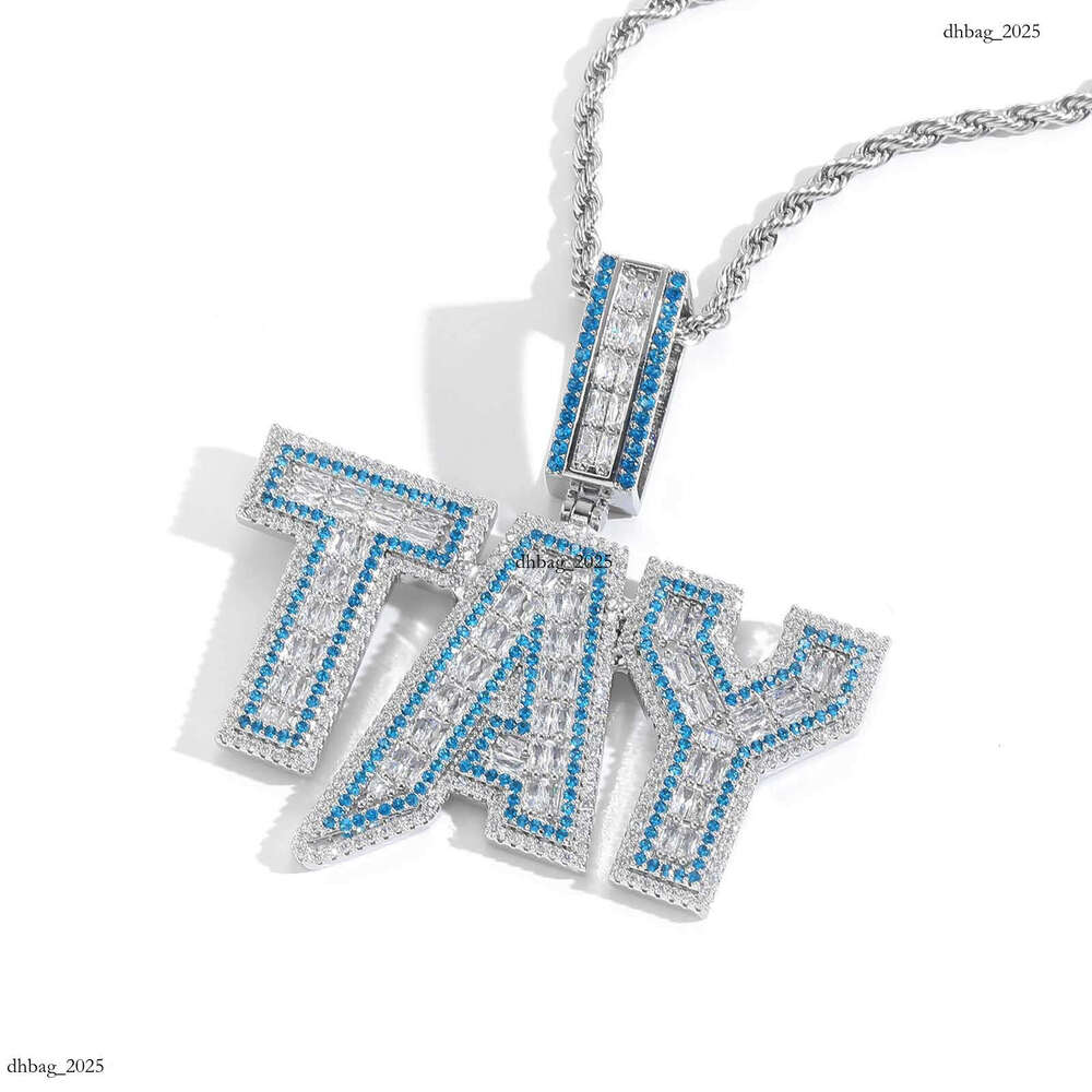 New T Square Moissanite chain Letter Pendant Hip-Hop Necklace DIY Customizable Unisex Accessories