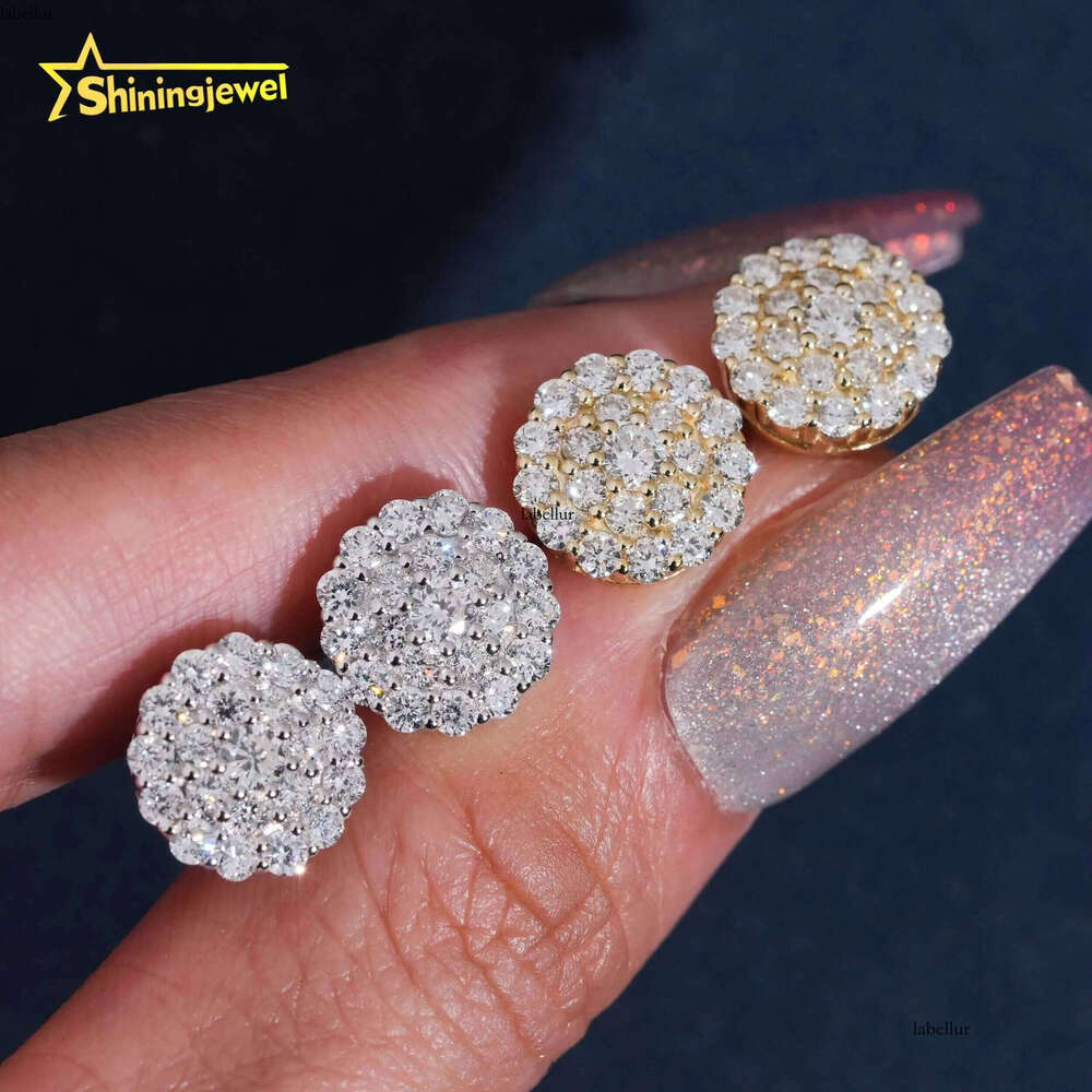 Jewelry 11mm Hip Hop Sier Iced Out Lab Dia Stud Earrings Certificate