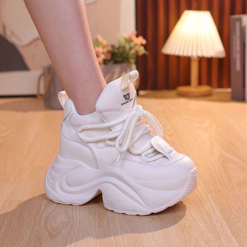 8cm Height Increasing Designer Shoes Soft Dad Shoes for Women 2025 Autumn New Thickened Sports Casual Thick Sole Ins Versatile